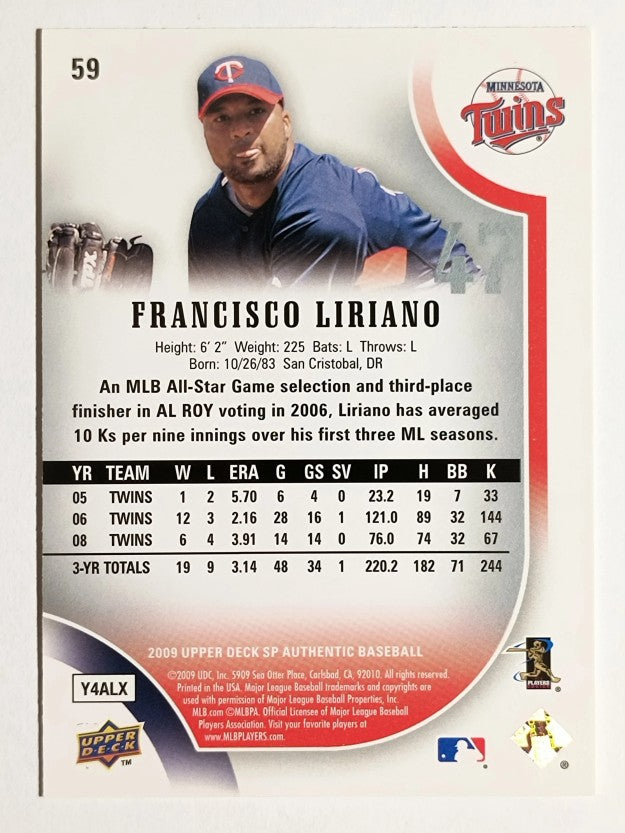2009 SP Authentic #59 Francisco Liriano
