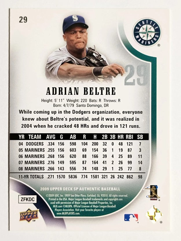 2009 SP Authentic #29 Adrian Beltre