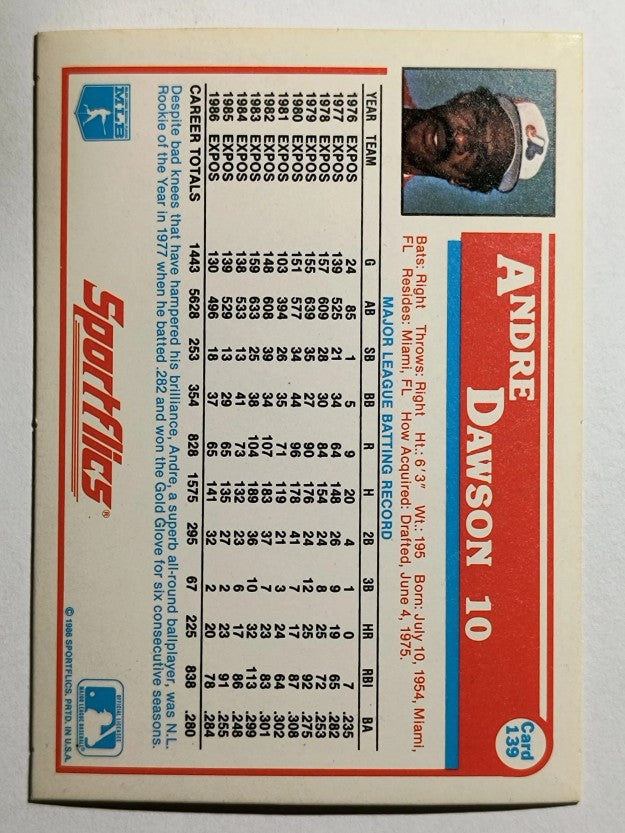 1987 Sportflics #139 Andre Dawson