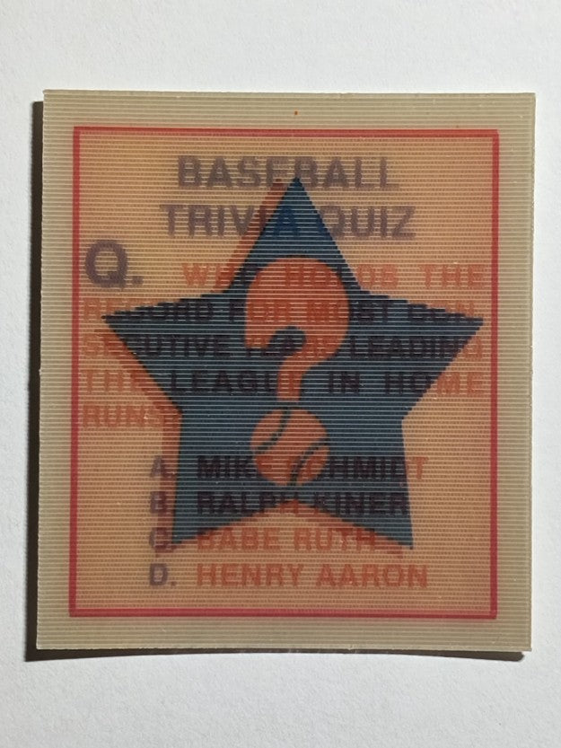 1986 Sportflics Trivia #71 Baseball Trivia Quiz