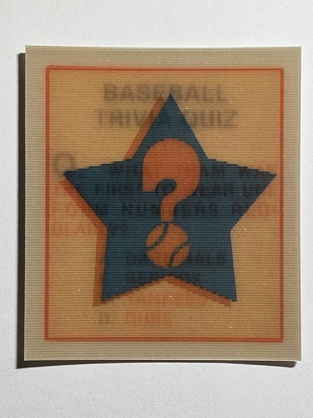 1986 Sportflics Trivia #133 Baseball Trivia Quiz