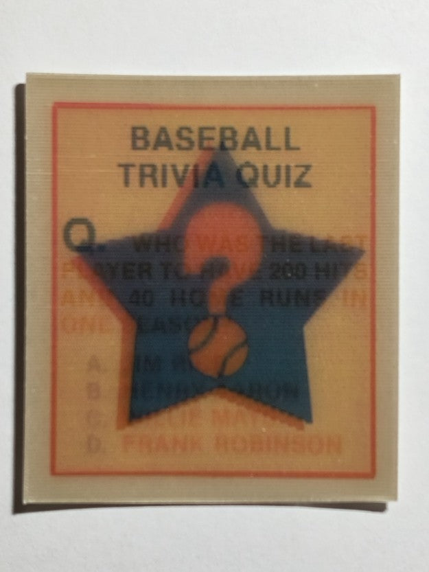 1986 Sportflics Trivia #119 Baseball Trivia Quiz