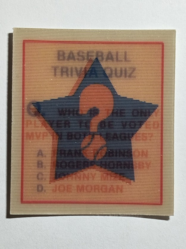 1986 Sportflics Trivia #70 Baseball Trivia Quiz