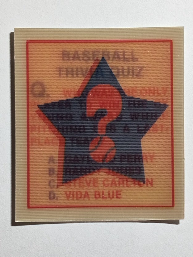 1986 Sportflics Trivia #17 Baseball Trivia Quiz