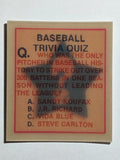 1986 Sportflics Trivia #32 Baseball Trivia Quiz