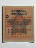 1986 Sportflics Trivia #33 Baseball Trivia Quiz