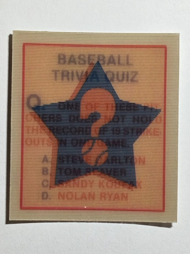 1986 Sportflics Trivia #69 Baseball Trivia Quiz