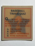 1986 Sportflics Trivia #125 Baseball Trivia Quiz