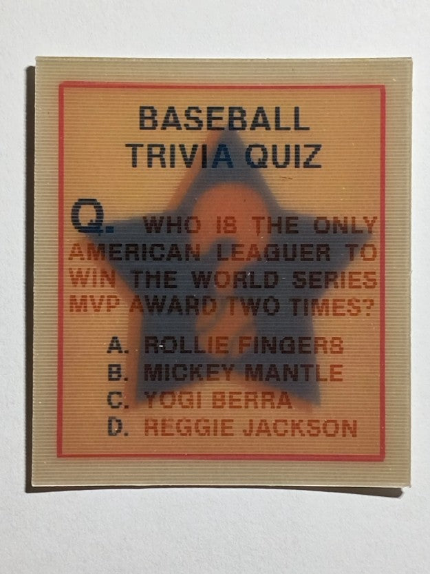 1986 Sportflics Trivia #37 Baseball Trivia Quiz