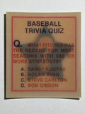 1986 Sportflics Trivia #31 Baseball Trivia Quiz