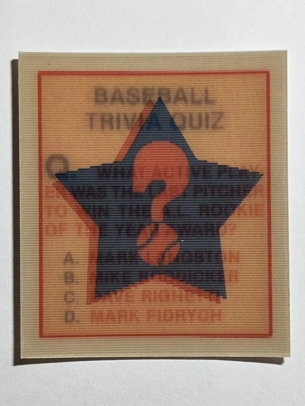 1986 Sportflics Trivia #15 Baseball Trivia Quiz