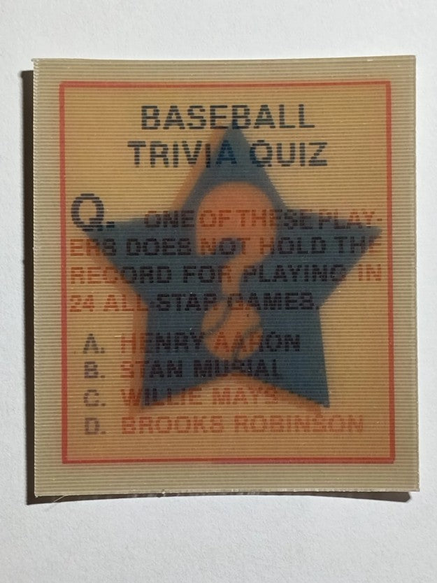 1986 Sportflics Trivia #22 Baseball Trivia Quiz