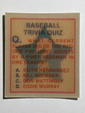 1986 Sportflics Trivia #126 Baseball Trivia Quiz