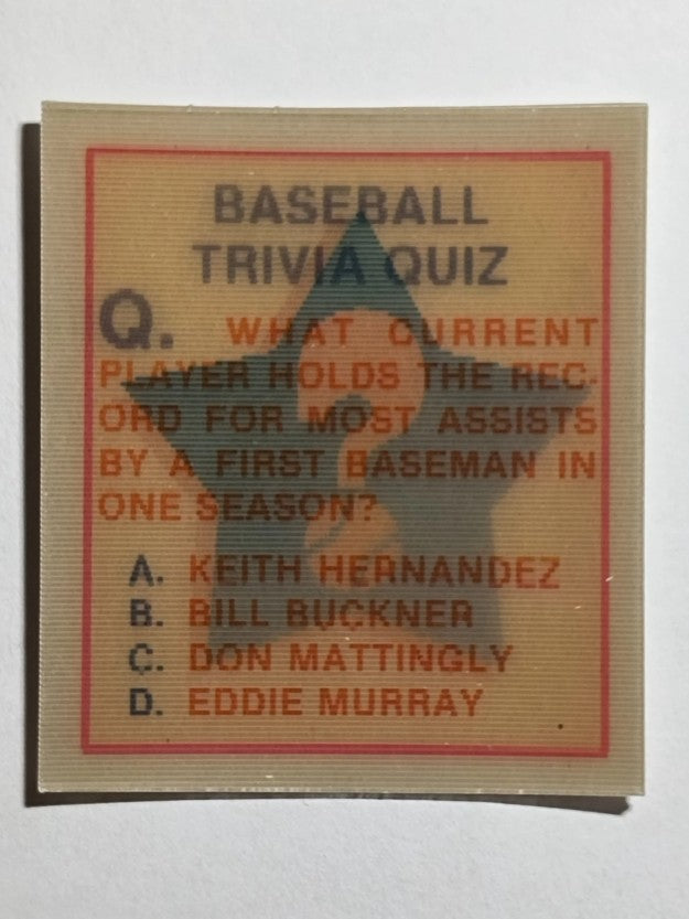 1986 Sportflics Trivia #126 Baseball Trivia Quiz