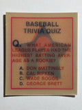 1986 Sportflics Trivia #34 Baseball Trivia Quiz