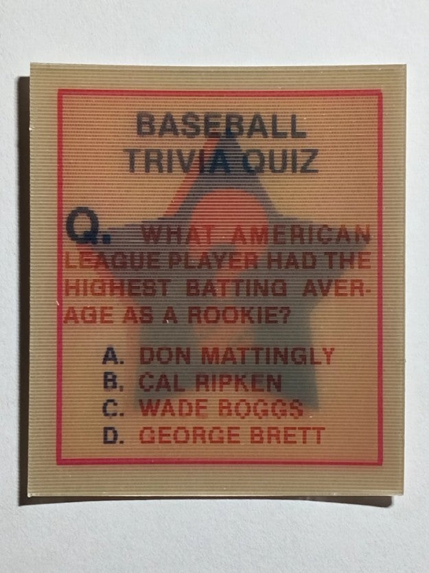 1986 Sportflics Trivia #34 Baseball Trivia Quiz