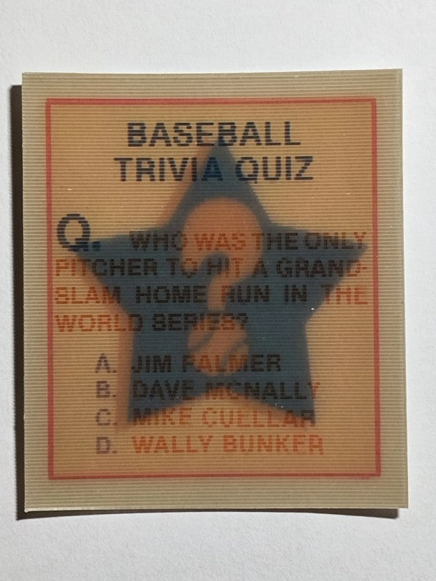 1986 Sportflics Trivia #25 Baseball Trivia Quiz