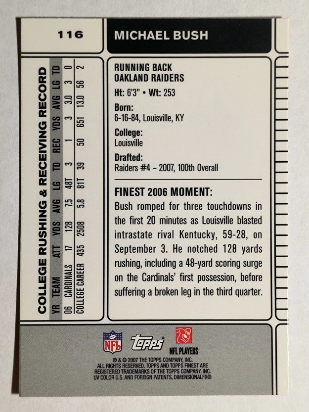2007 Finest #116 Michael Bush RC