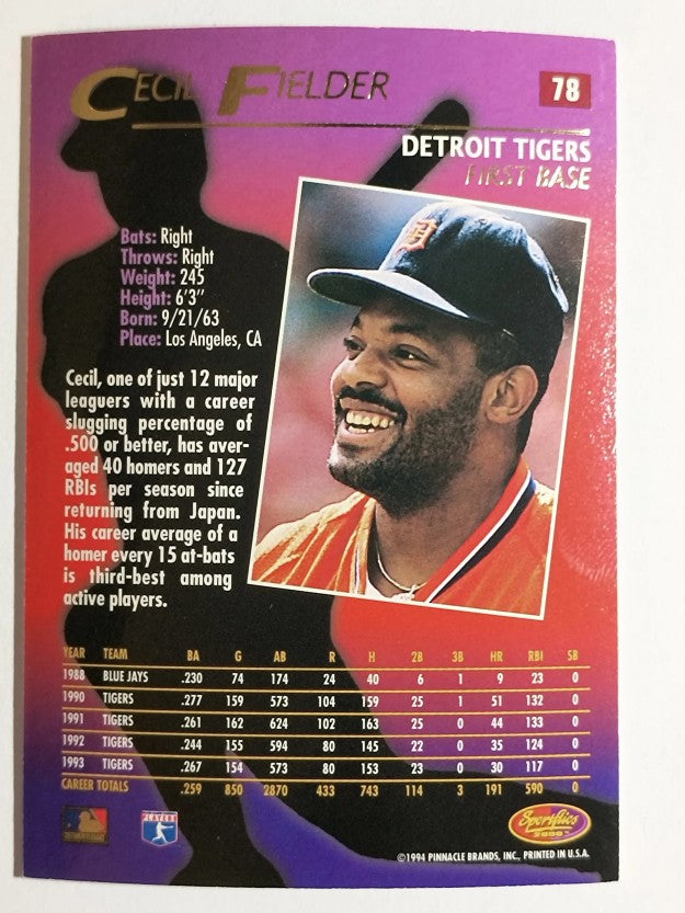 1994 Sportflics #78 Cecil Fielder
