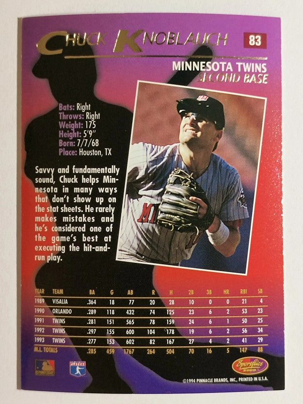 1994 Sportflics #83 Chuck Knoblauch
