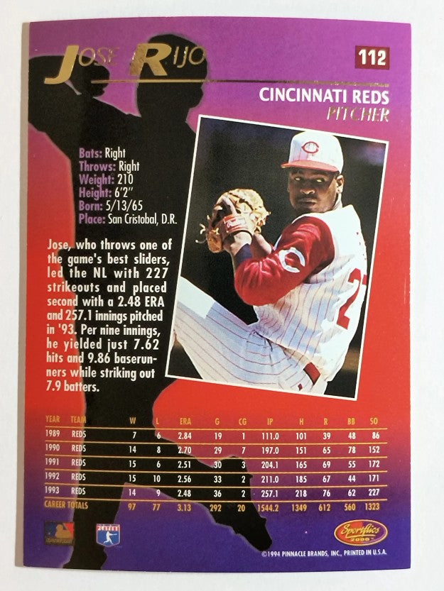 1994 Sportflics #112 Jose Rijo