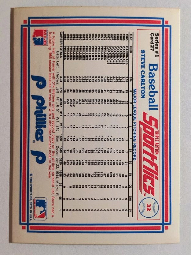 1986 Sportflics #27 Steve Carlton
