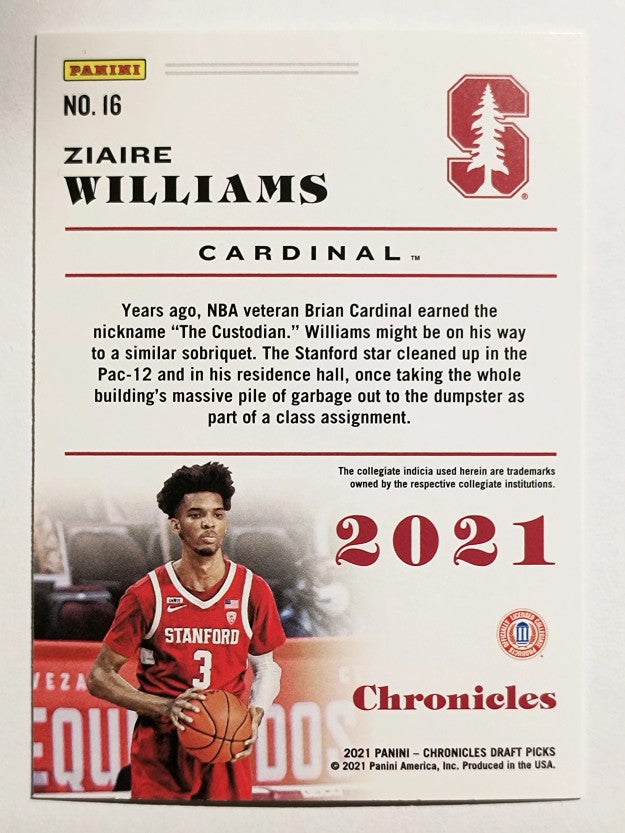 2021-22 Panini Chronicles Draft Picks #16 Ziaire Williams
