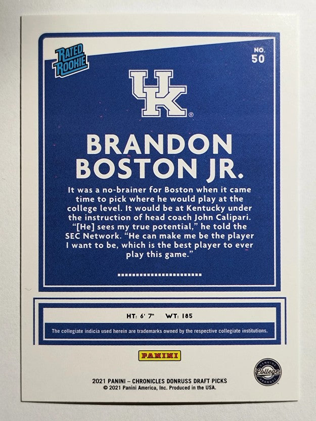 2021-22 Panini Chronicles Draft Picks #50 Brandon Boston Jr./Donruss