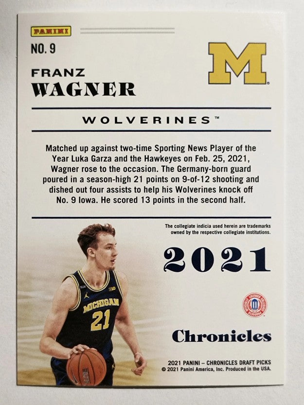 2021-22 Panini Chronicles Draft Picks #9 Franz Wagner