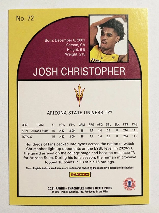 2021-22 Panini Chronicles Draft Picks #72 Josh Christopher/Hoops Retro
