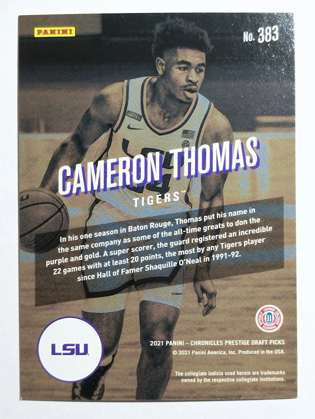 2021-22 Panini Chronicles Draft Picks #383 Cameron Thomas/Prestige