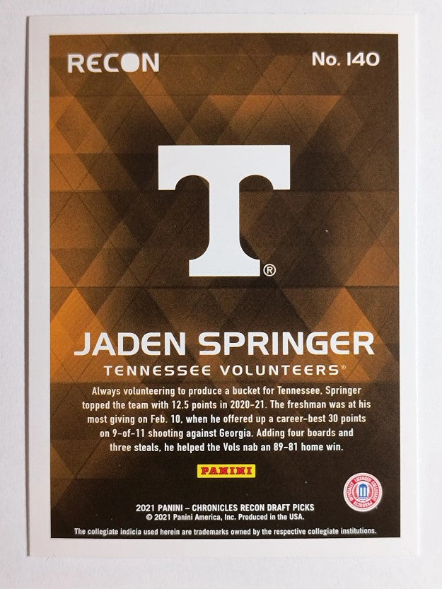 2021-22 Panini Chronicles Draft Picks #140 Jaden Springer/Recon