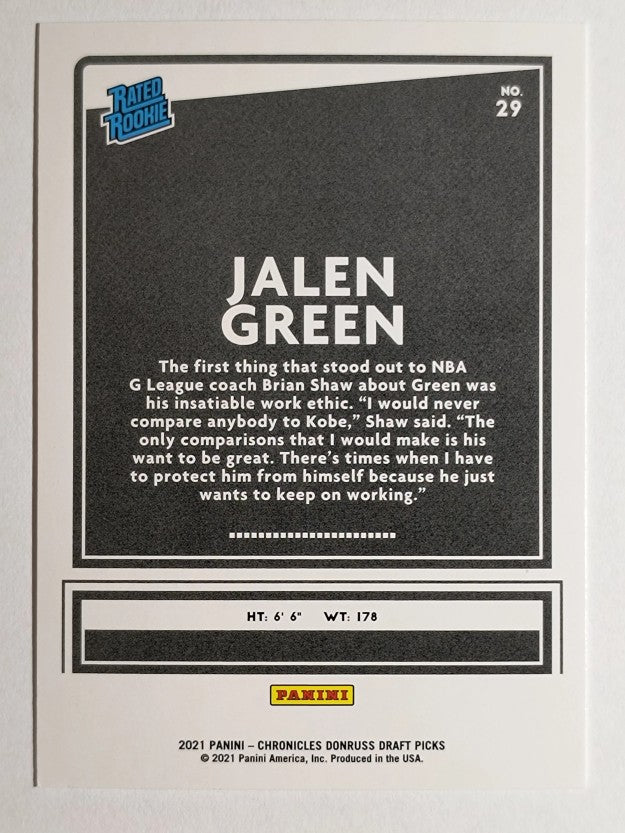 2021-22 Panini Chronicles Draft Picks #29 Jalen Green/Donruss