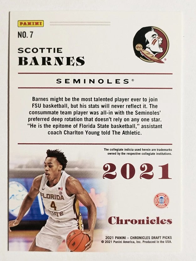 2021-22 Panini Chronicles Draft Picks #7 Scottie Barnes
