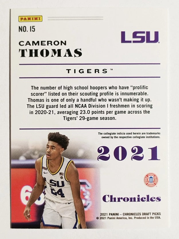 2021-22 Panini Chronicles Draft Picks #15 Cameron Thomas