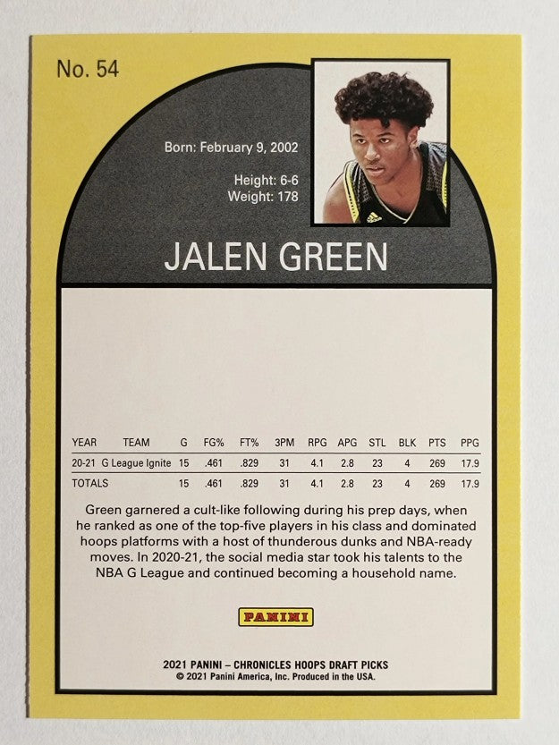 2021-22 Panini Chronicles Draft Picks #54 Jalen Green/Hoops Retro