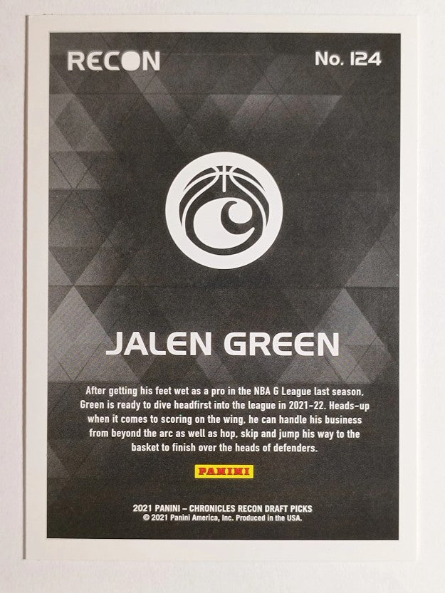 2021-22 Panini Chronicles Draft Picks Black #124 Jalen Green/Recon