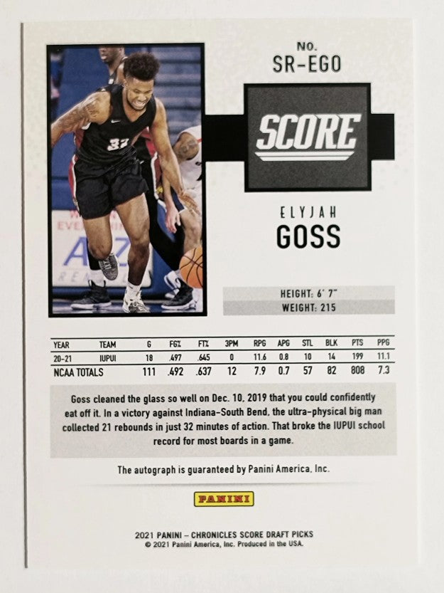 2021-22 Chronicles Draft Picks Score Rookie Autographs Black #24 Elyjah Goss
