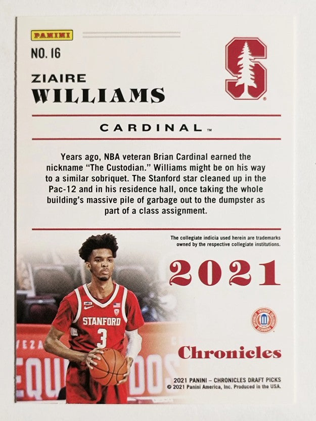 2021-22 Panini Chronicles Draft Picks #16 Ziaire Williams