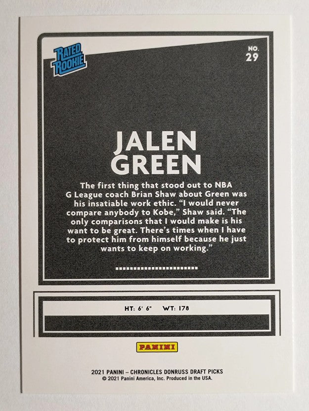 2021-22 Panini Chronicles Draft Picks #29 Jalen Green/Donruss