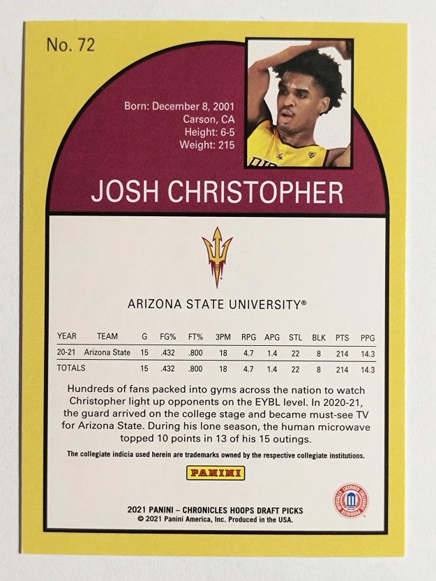 2021-22 Panini Chronicles Draft Picks #72 Josh Christopher/Hoops Retro