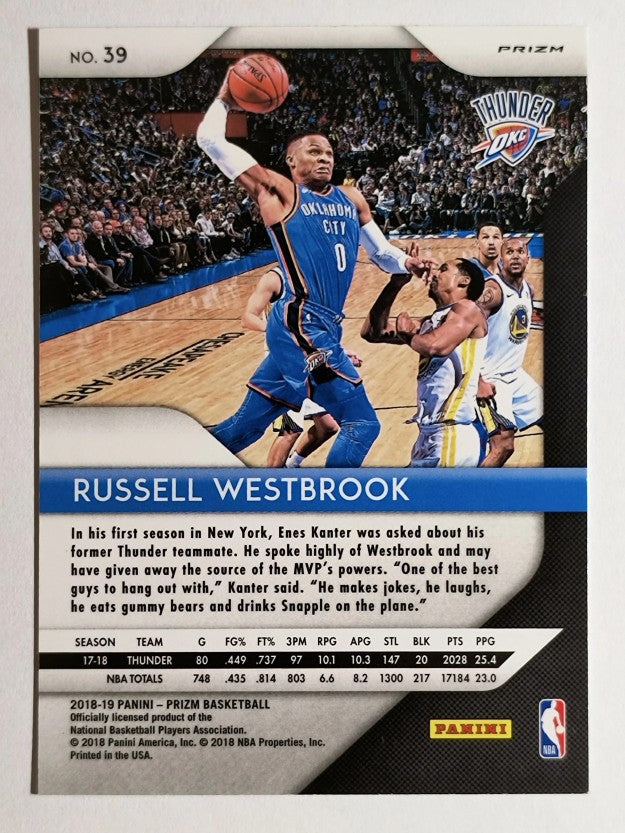 2018-19 Panini Prizm Prizms Red White and Blue #39 Russell Westbrook