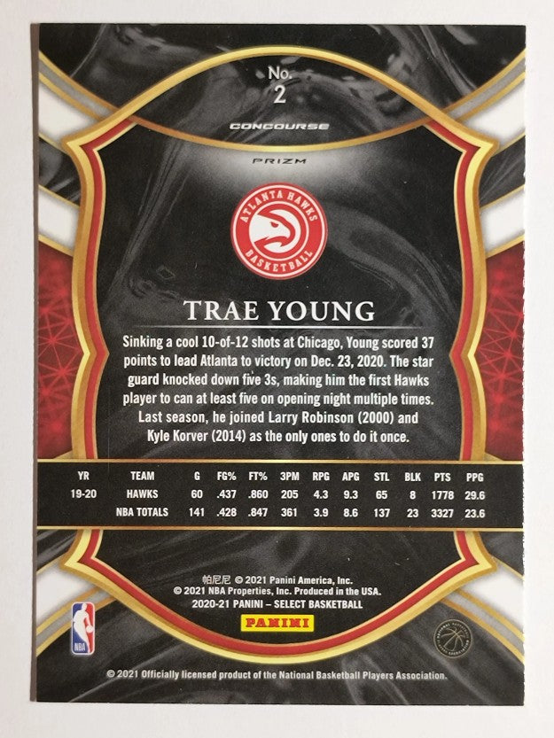 2020-21 Select Prizms Red White Orange Flash #2 Trae Young