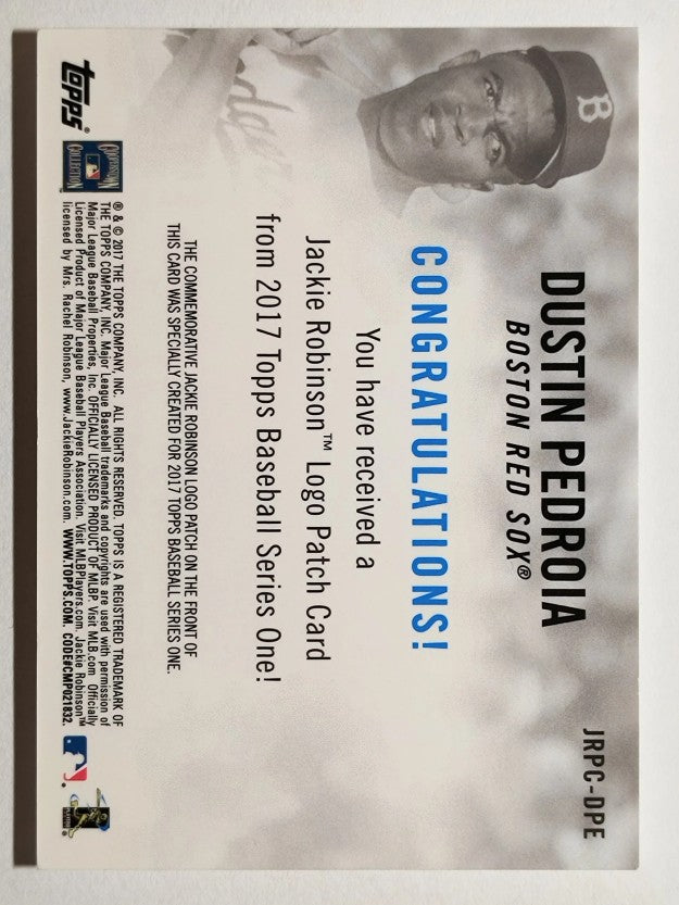 2017 Topps Jackie Robinson Logo Patch #JRPCDPE Dustin Pedroia