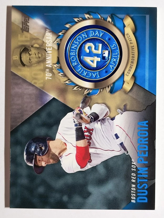 2017 Topps Jackie Robinson Logo Patch #JRPCDPE Dustin Pedroia