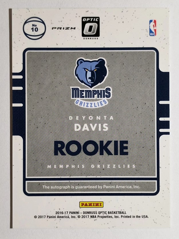 2016-17 Donruss Optic Rookie Signatures Holo #10 Deyonta Davis