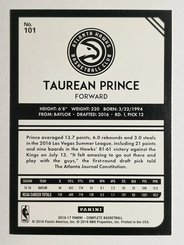 2016-17 Panini Complete #101 Taurean Prince RC