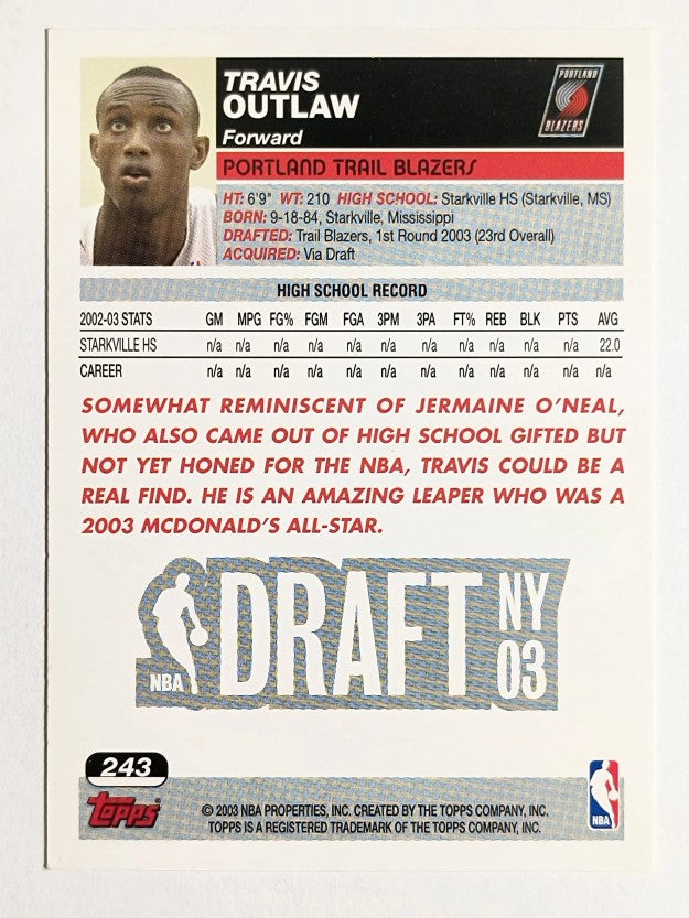 2003-04 Topps #243 Travis Outlaw RC (NM)