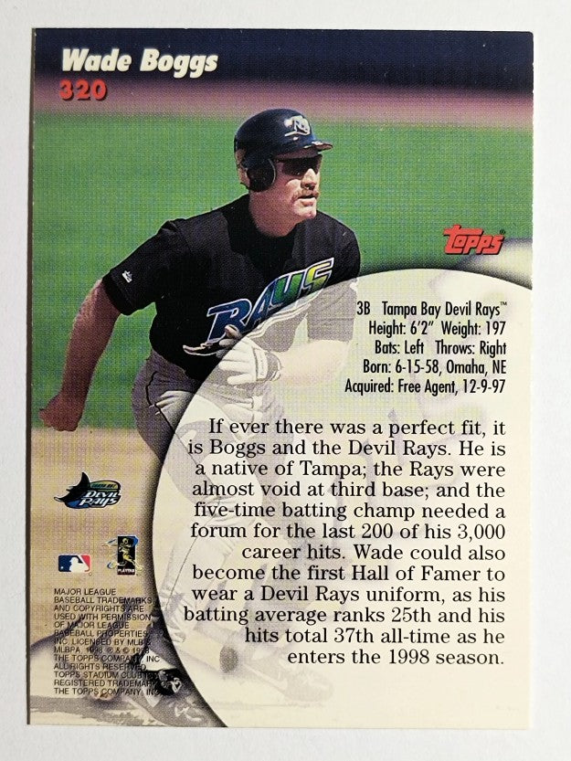 1998 Stadium Club #320 Wade Boggs