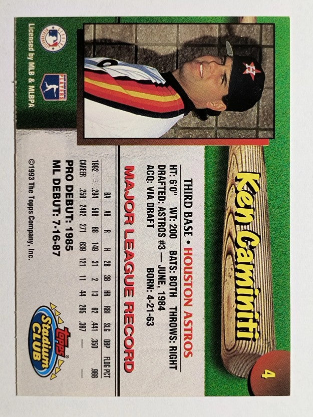1993 Astros Stadium Club #4 Ken Caminiti